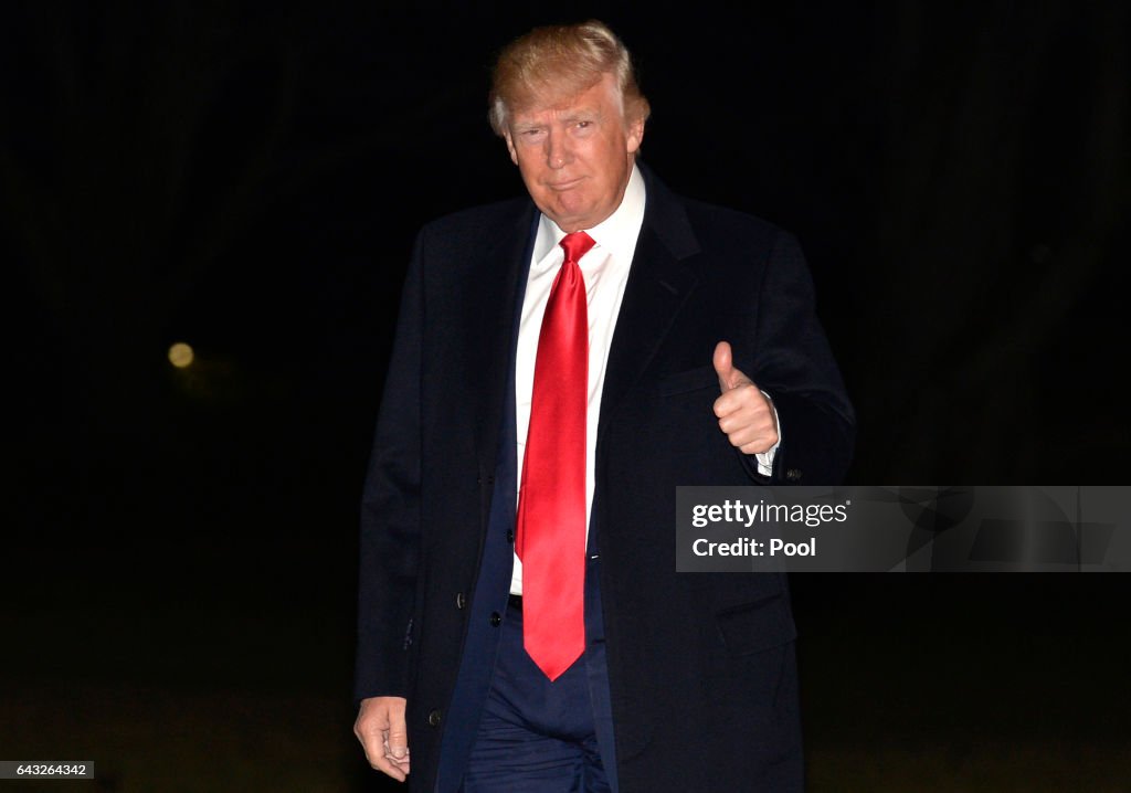 US President Trump returns to Washington after weekend in Florida