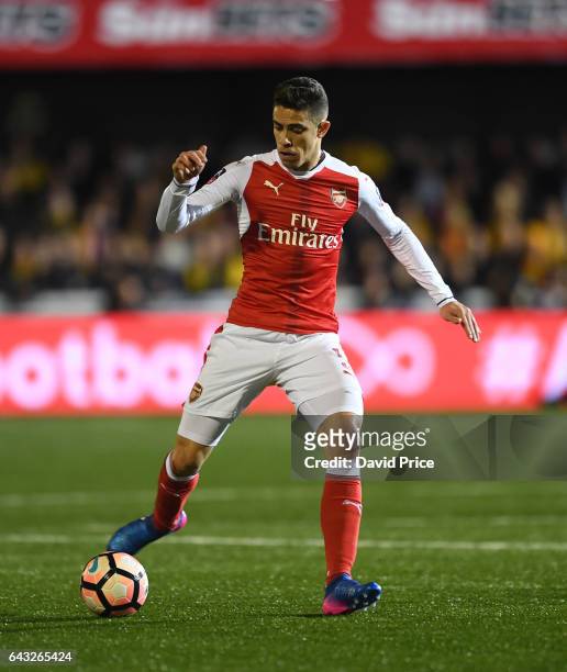 Gabriel of Arsenal during the match between Sutton United and Arsenal on February 20, 2017 in Sutton, Greater London.
