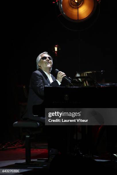 Gilbert Montagne performs during "La Nuit De La Deprime 2017" at Folies Bergeres on February 20, 2017 in Paris, France.