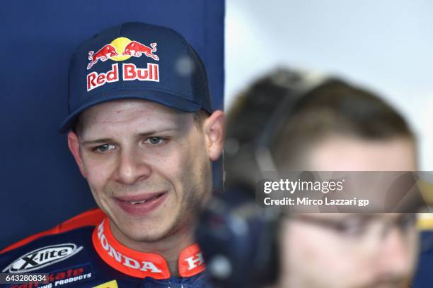 Stefan Bradl of Germany and Red Bull Honda World Superbike team looks on in box during 2017 WorldSBK pre-season testing at Phillip Island Grand Prix...