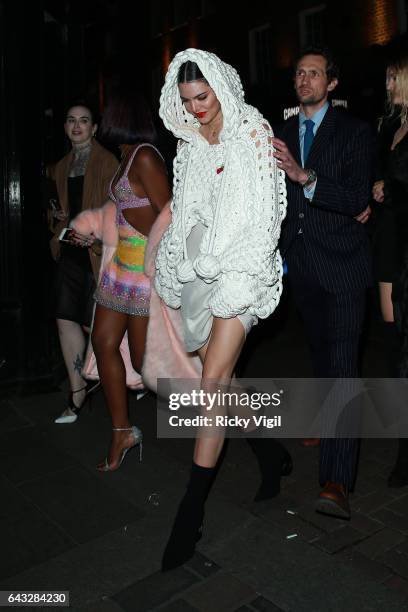 Kendall Jenner arriving at Cirque le Soir club after attending LFW a/w 2017: Love Me 17 X Burberry party at Annabel's on Day 4 of London Fashion Week...