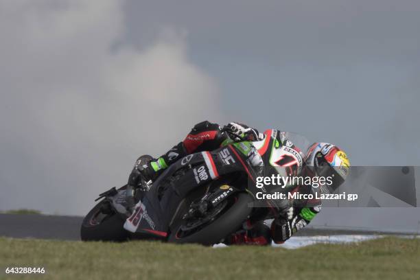 Alex De Angelis of Rep. San Marino and Pedercini Racing rounds the bend during the 2017 World Superbikes Tests In Phillip Island at Phillip Island...