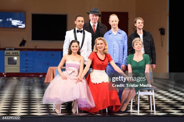 Sarah Alles, Jerry Hoffmann, Maria Furtwaengler, Daniel Muehe, Ludger Pistor, Anna Stieblich and Florian Feik during the rehearsal for the play...