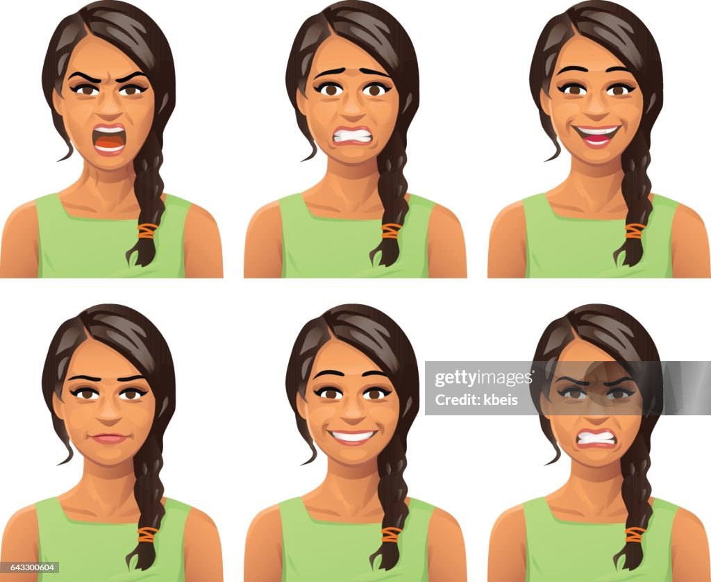Young Woman Facial Expressions