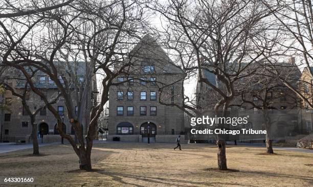 An exterior view Feb. 15, 2017 shows a quadrangle bordered by fraternities on the campus of Northwestern University in Evanston, Ill. The Sigma Alpha...