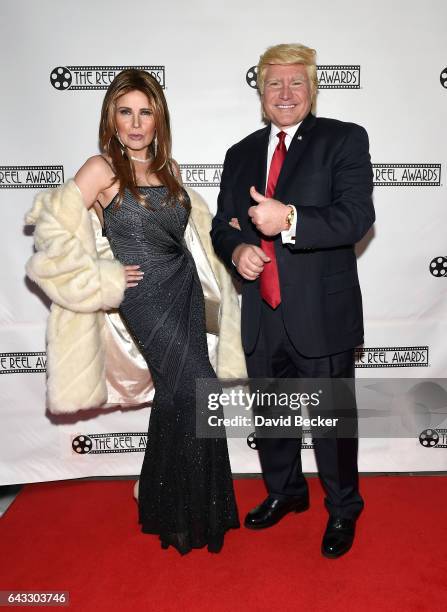 Melania Trump impersonator Mycki Manning and Donald Trump impersonator Marcel Forestieri attend The Reel Awards 2017 at the Golden Nugget Hotel &...