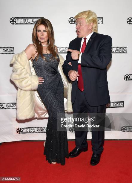 Melania Trump impersonator Mycki Manning and Donald Trump impersonator Marcel Forestieri attend The Reel Awards 2017 at the Golden Nugget Hotel &...
