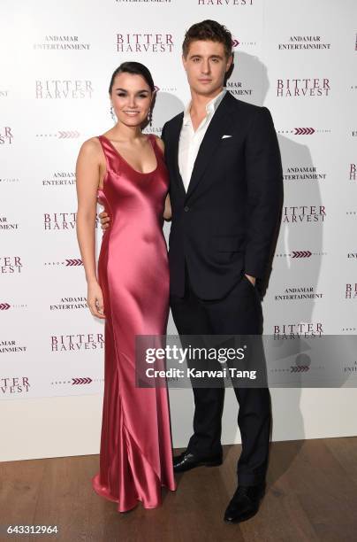 Samantha Barks and Max Irons attend the gala screening of 'Bitter Harvest' at the Ham Yard Hotel on February 20, 2017 in London, United Kingdom.