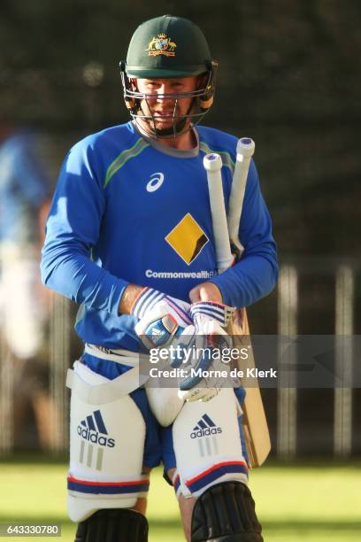 Ben Dunk of Australia prepares to bat during an Australia T20 training session at Adelaide Oval on February 21, 2017 in Adelaide, Australia.