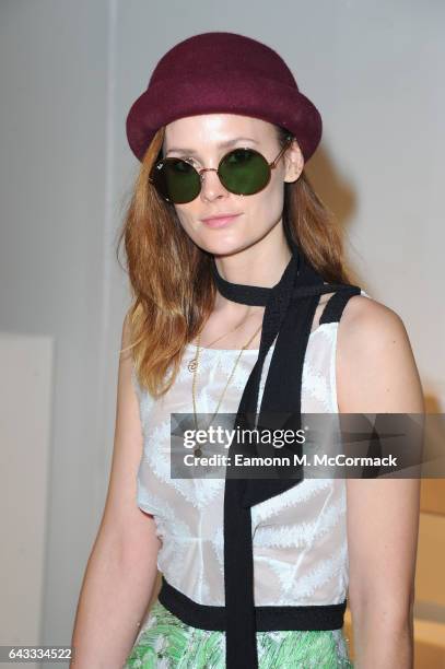 Charlotte de Carle attends the Emilio de la Morena show during the London Fashion Week February 2017 collections on February 21, 2017 in London,...