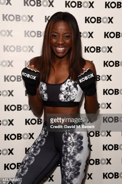 Odudu attends as KOBOX Trainer Antoine Dunn and sister Jourdan Dunn kick of the KOBOX city studio with a boxing workout on February 21, 2017 in...
