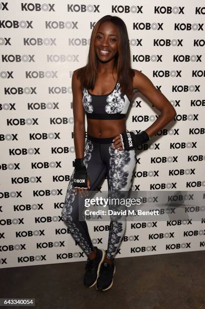 Odudu attends as KOBOX Trainer Antoine Dunn and sister Jourdan Dunn kick of the KOBOX city studio with a boxing workout on February 21, 2017 in...