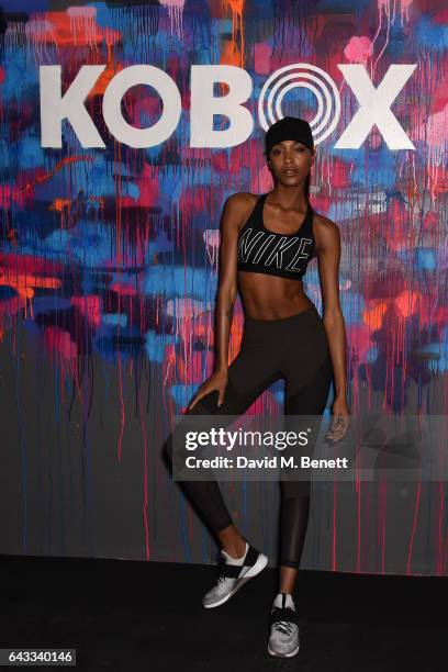 Trainer Antoine Dunn and sister Jourdan Dunn kick of the KOBOX city studio with a boxing workout on February 21, 2017 in London, England.