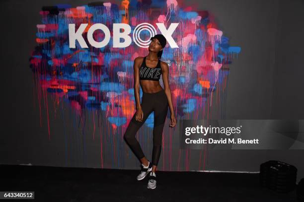 Trainer Antoine Dunn and sister Jourdan Dunn kick of the KOBOX city studio with a boxing workout on February 21, 2017 in London, England.