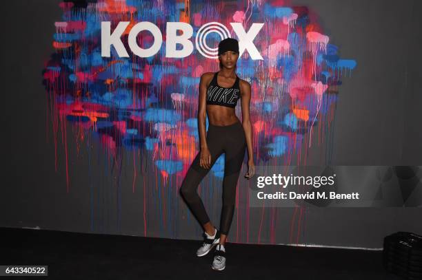 Trainer Antoine Dunn and sister Jourdan Dunn kick of the KOBOX city studio with a boxing workout on February 21, 2017 in London, England.