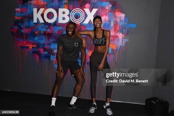 Trainer Antoine Dunn and sister Jourdan Dunn kick of the KOBOX city studio with a boxing workout on February 21, 2017 in London, England.