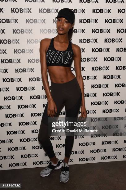 Trainer Antoine Dunn and sister Jourdan Dunn kick of the KOBOX city studio with a boxing workout on February 21, 2017 in London, England.