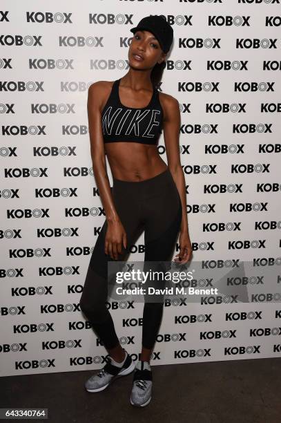 Trainer Antoine Dunn and sister Jourdan Dunn kick of the KOBOX city studio with a boxing workout on February 21, 2017 in London, England.