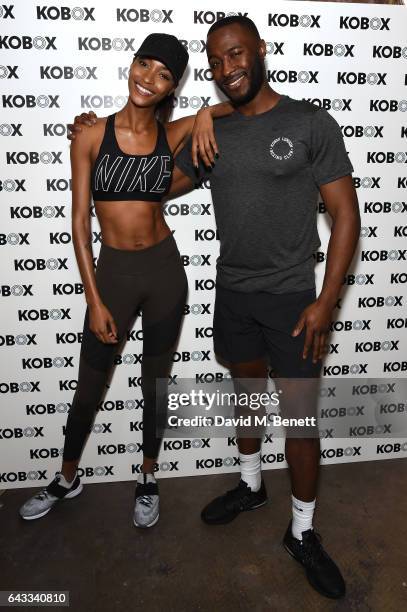 Trainer Antoine Dunn and sister Jourdan Dunn kick of the KOBOX city studio with a boxing workout on February 21, 2017 in London, England.