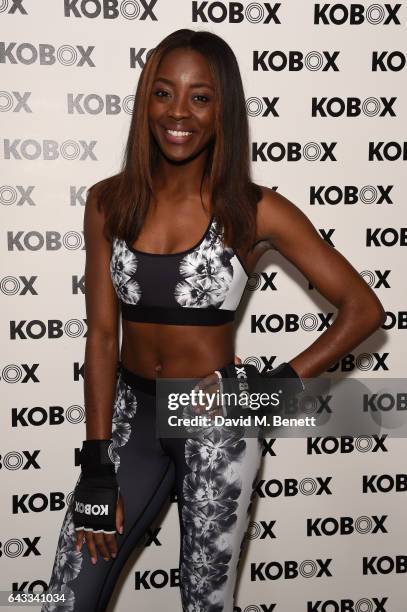 Odudu attends as KOBOX Trainer Antoine Dunn and sister Jourdan Dunn kick of the KOBOX city studio with a boxing workout on February 21, 2017 in...