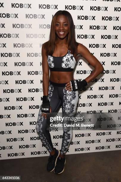 Odudu attends as KOBOX Trainer Antoine Dunn and sister Jourdan Dunn kick of the KOBOX city studio with a boxing workout on February 21, 2017 in...