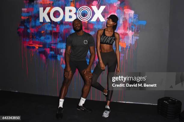 Trainer Antoine Dunn and sister Jourdan Dunn kick of the KOBOX city studio with a boxing workout on February 21, 2017 in London, England.