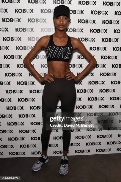 Trainer Antoine Dunn and sister Jourdan Dunn kick of the KOBOX city studio with a boxing workout on February 21, 2017 in London, England.