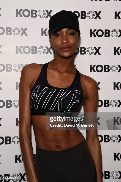 Trainer Antoine Dunn and sister Jourdan Dunn kick of the KOBOX city studio with a boxing workout on February 21, 2017 in London, England.