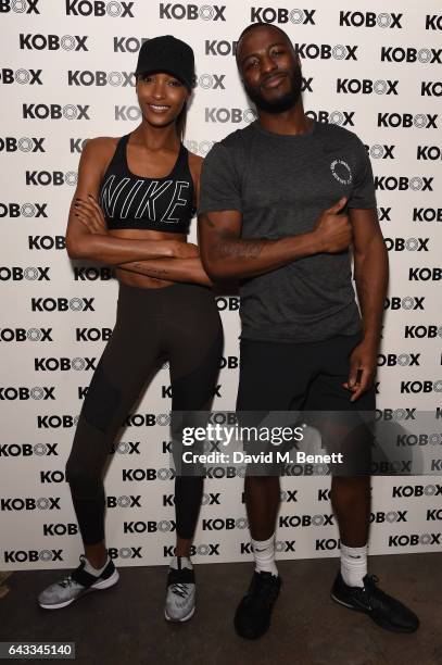 Trainer Antoine Dunn and sister Jourdan Dunn kick of the KOBOX city studio with a boxing workout on February 21, 2017 in London, England.