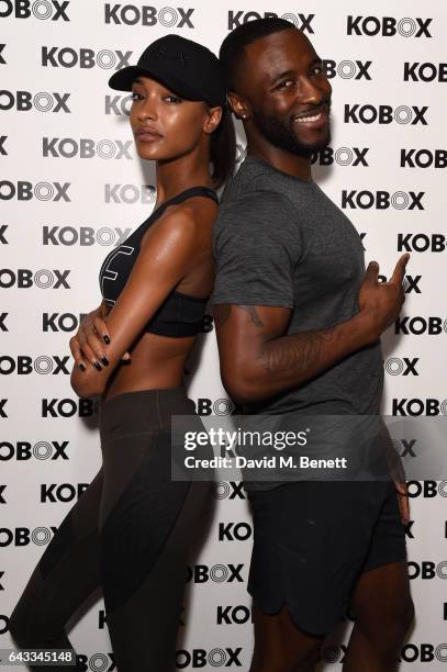 Trainer Antoine Dunn and sister Jourdan Dunn kick of the KOBOX city studio with a boxing workout on February 21, 2017 in London, England.