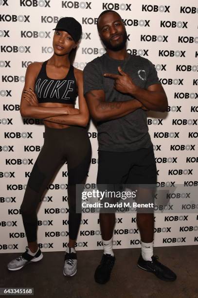 Trainer Antoine Dunn and sister Jourdan Dunn kick of the KOBOX city studio with a boxing workout on February 21, 2017 in London, England.