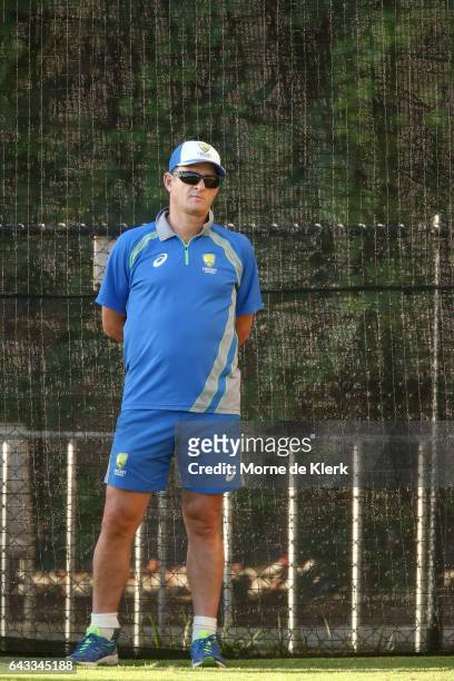 Selector Mark Waugh looks on during an Australia T20 training session at Adelaide Oval on February 21, 2017 in Adelaide, Australia.