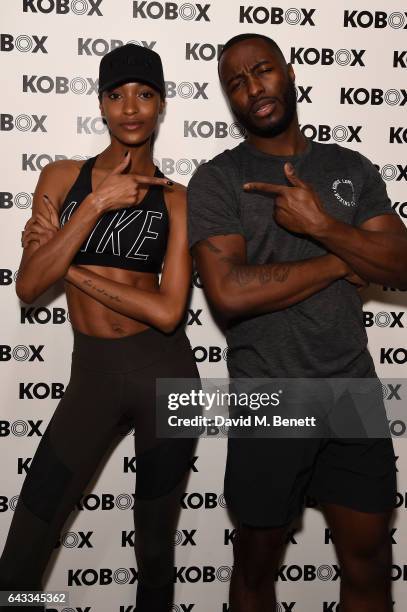 Trainer Antoine Dunn and sister Jourdan Dunn kick of the KOBOX city studio with a boxing workout on February 21, 2017 in London, England.