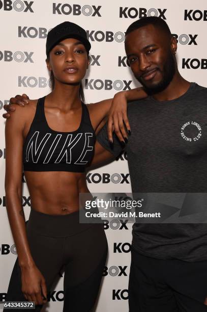 Trainer Antoine Dunn and sister Jourdan Dunn kick of the KOBOX city studio with a boxing workout on February 21, 2017 in London, England.