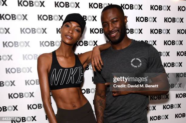 Trainer Antoine Dunn and sister Jourdan Dunn kick of the KOBOX city studio with a boxing workout on February 21, 2017 in London, England.