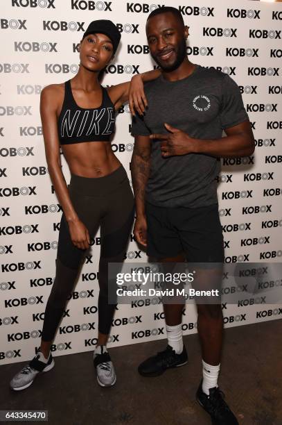 Trainer Antoine Dunn and sister Jourdan Dunn kick of the KOBOX city studio with a boxing workout on February 21, 2017 in London, England.