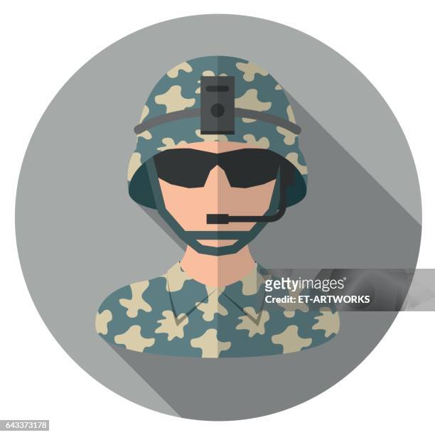 soldat-flach-symbol - militärische einsatzkräfte stock-grafiken, -clipart, -cartoons und -symbole