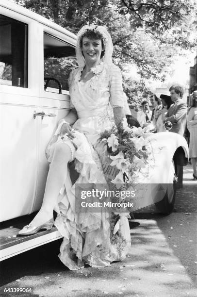 Actress Sherrie Hewson pictured during her wedding to British Aerospace engineer Ken Boyd at St. Andrews Church in Ham Common, Surrey, She wore a...