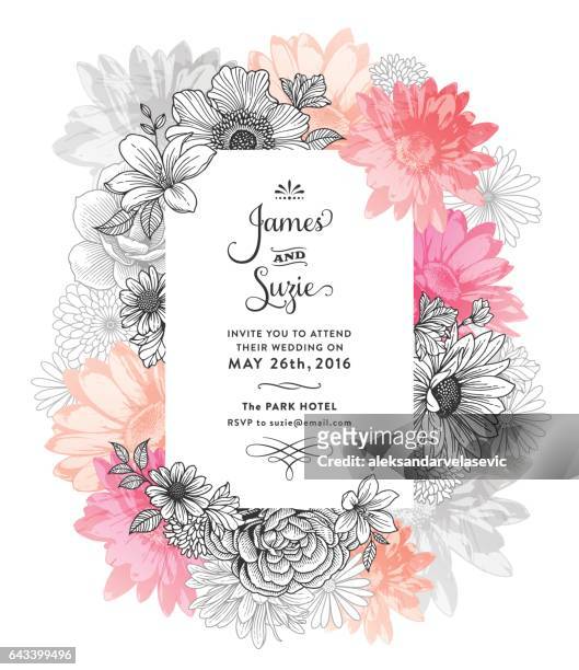 frühling floral frame - watercolor flower stock-grafiken, -clipart, -cartoons und -symbole