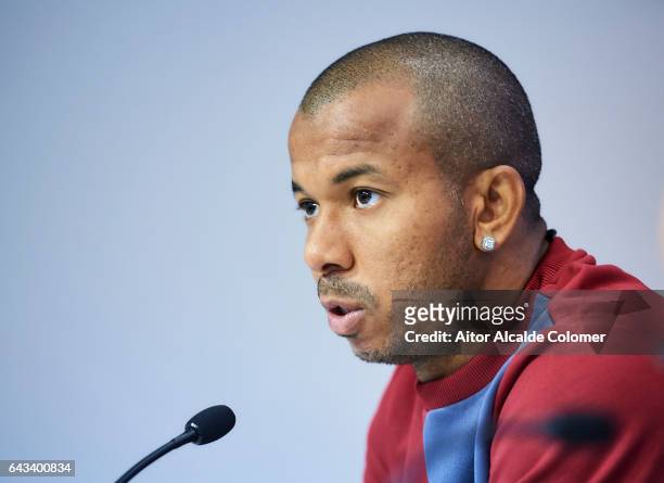 Mariano Ferreira of Sevilla FC attends to the press during their press conference prior to their match of Champions League Round of 16 1st Leg...