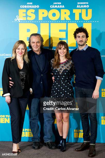 Spanish actors Pilar Castro, Jose Coronado, Silvia Alonso and Miki Esparbe attend 'Es Por Tu Bien' photocall at Hesperia Hotel on February 21, 2017...