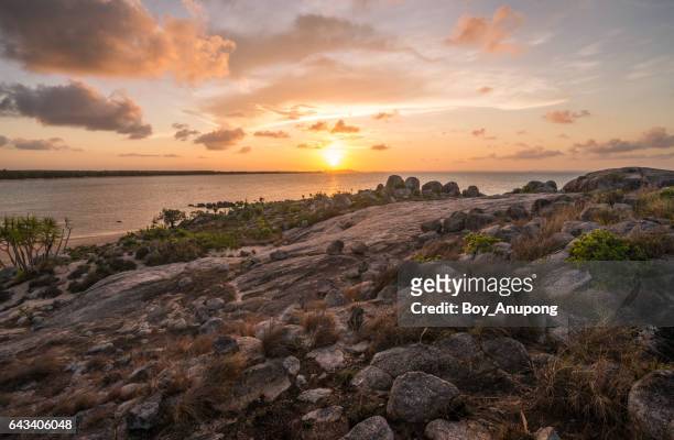 the beautiful landscape of east woody beach in nhulunbuy town during the sunset, northern territory, australia. - northern territory stock pictures, royalty-free photos & images