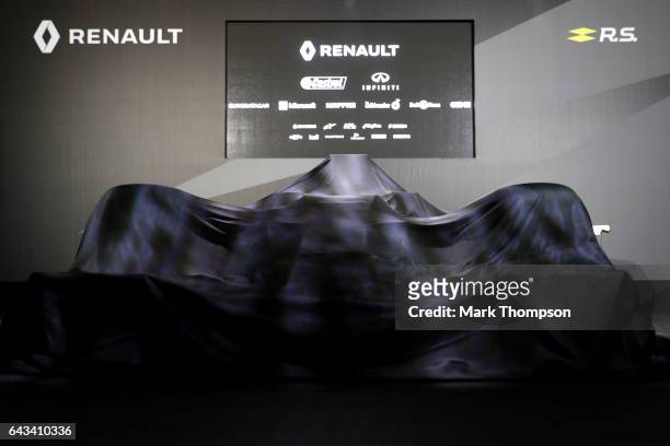 The Renault Sport Formula One team prepares to unveil its 2017 car, the RS17, on February 21, 2017 in London, England.