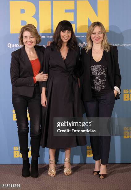 Maria Pujalte, Carmen Ruiz and Pilar Castro attend a photocall for 'Es Por Tu Bien' at the Hesperia Hotel on February 21, 2017 in Madrid, Spain.