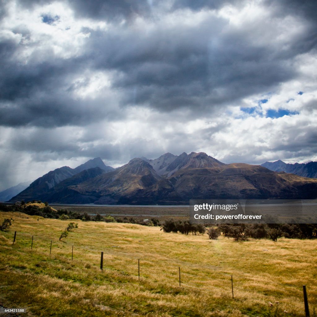 Landscape of the Southern Alps in New Zealand