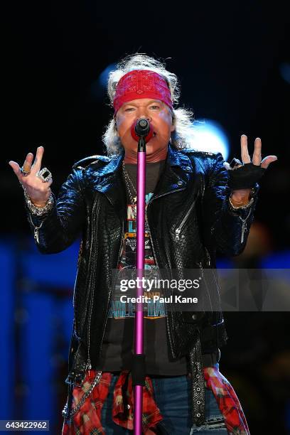 Axl Rose perfoms on stage during the Guns N' Roses 'Not In This Lifetime' Tour at Domain Stadium on February 21, 2017 in Perth, Australia.