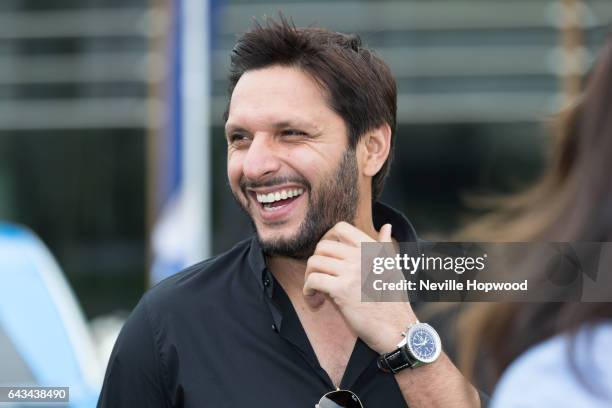 Shahid Afridi at the launch of the ICC 2017 Champions Trophy on February 21, 2017 in Dubai, United Arab Emirates.