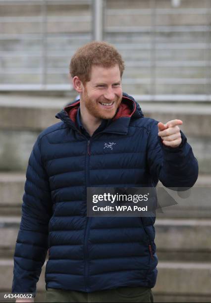 Prince Harry attends a training session for runners taking part in the 2017 Virgin Money London Marathon for Heads Together, the official Charity of...