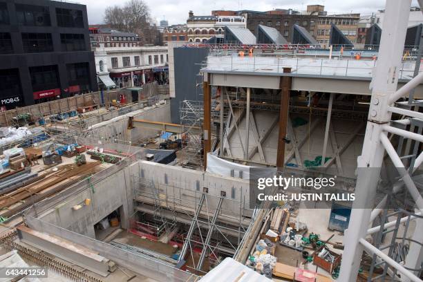 The picture shows a general view of the Crossrail construction site at Farringdon Station in London on February 21, 2017. Crossrail is building a new...