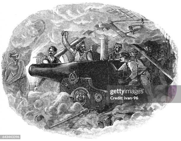 interior of the monitor - artillery stock illustrations